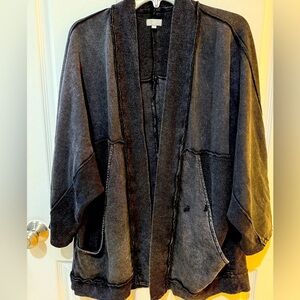 True Craft Black Cardigan with Soft Fabric Stiching on Left Pocket